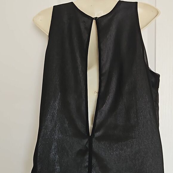 YaYa & Co Women's Sequins Open Back Top With Tie Front Black/ Silver Medium - Picture 4 of 16